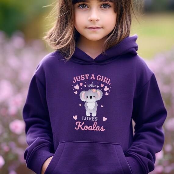 Just A Girl Who Loves Koalas Hoodie, Kids Koala Shirt, Koala Gifts, Girls  Koala Hoodie, Koala Sweatshirt, Koala Birthday, 3 13 Yrs 