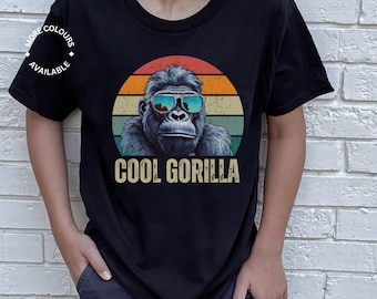 Kids Retro Gorilla T-Shirt: Gorilla Lover Gift (5-13 yrs)