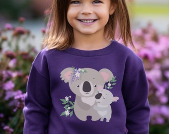 Girls Mumma & Baby Koala Sweatshirt, Cozy Mum and Baby Koala Sweater, Animal Sweatshirts, Koala Lover Gift, Aussie Koala Shirt, 3 - 13 yrs