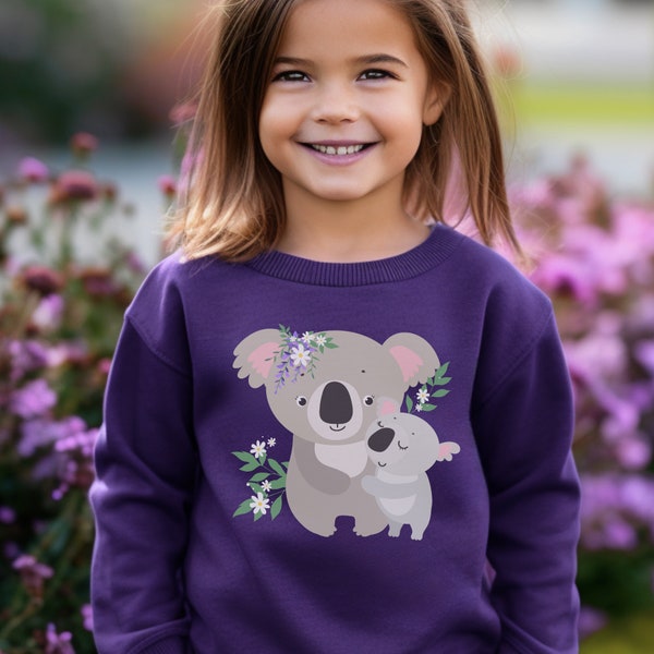 Girls Mumma & Baby Koala Sweatshirt, Cozy Mum and Baby Koala Sweater, Animal Sweatshirts, Koala Lover Gift, Aussie Koala Shirt, 3 - 13 yrs