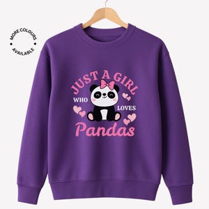 パンダが大好きな女の子のスウェットシャツ（3～13歳）、キッズパンダジャンパー、かわいいパンダギフト、子供用パンダ服、女の子へのギフト