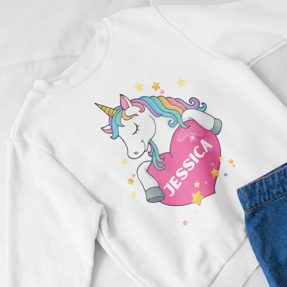 Kids Personalised Unicorn Sweatshirt 3 13 Yrs Girls Unicorn