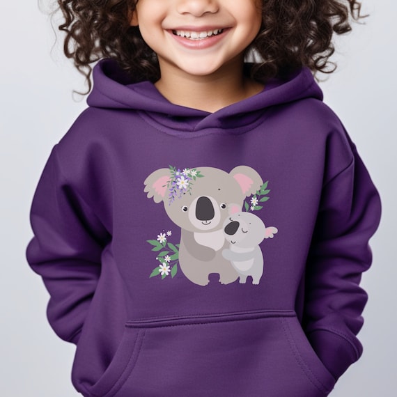 Kids Koala Pullover Hoodie, Girls Mum & Baby Koala Animal Hooded  Sweatshirt, Koala Gifts for Children, Aussie Koala Bear, 3 13 Yrs 