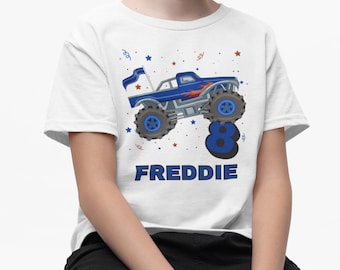 Personalised Monster Truck Birthday Shirt: Custom Kids Party Outfit
