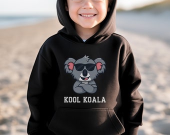 Kids Unisex Kool Koala Hoodie, 3- 13 yrs, Aussie Koala Bear, Koala Gifts for Children, Koala Sweatshirt Jumper, Koala Clothing