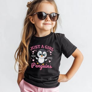 Just a Girl who loves Penguins T-shirt, 3 - 13 years, Penguin Lover Shirt,Penguin Gifts, Girls Penguin Tee, Girls Birthday Gift