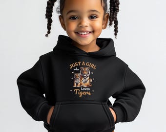Just a Girl Who Loves Tigers Hoodie: Girls Tiger Lover Jumper (Ages 3-13 Yrs)