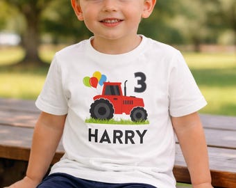 Personalised Tractor Birthday Shirt: Kids Farm Theme Gift (3-8 yrs)