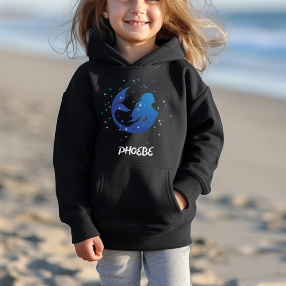 Girls Personalised Mermaid Hoodie, Girls Mermaid Shirt, Mermaid