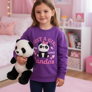 Just a Girl Who Loves Pandas Sweatshirt: Kids Panda Jumper (3-13 Yrs)