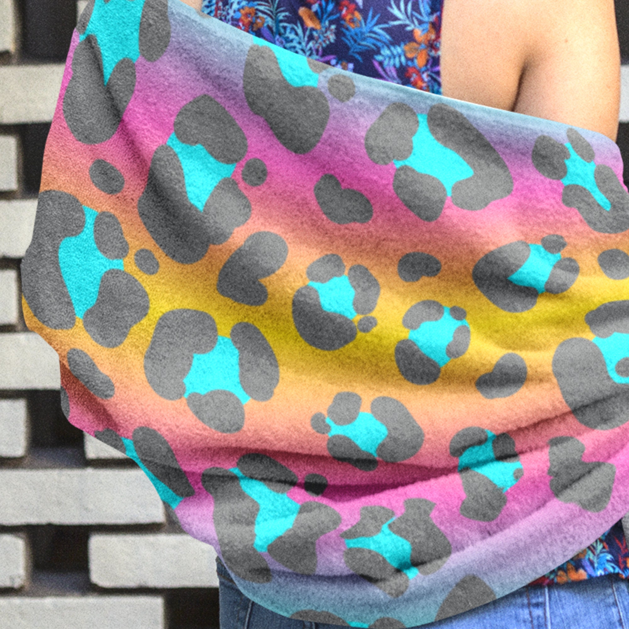 Neon Leopard Print Beach Towel, Personalised Towels, Girls Beach Towels