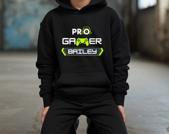 Kids & Teens PRO Gamer Hoodie, Personalised Gaming Shirt, Gamer Gift, Gamers Hoodie, Gaming Sweatshirt