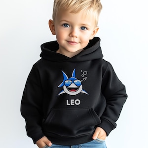 Kids &#39;Cool Shark&#39; Hoodie, 3 - 13 yrs, Boys Custom Name Shark Shirt, Shark Gift, Boys Shark Top, Kids Shark Clothing