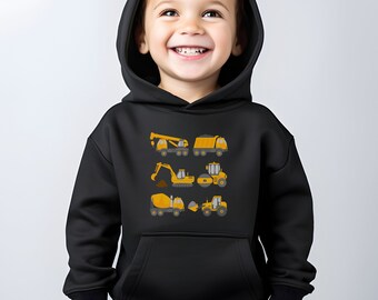 Sweat à capuche enfant Digger & Construction, 3-8 ans, cadeau Digger pour garçon, excavatrices, tracteurs, travaux routiers, cadeau d'anniversaire pour fils, petit-fils, neveu