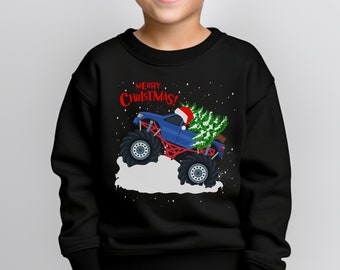 Kids Christmas Monster Truck Sweatshirt,  3 - 13 yrs, Kids Truck Gift, Monster Truck Sweatshirt, Boys Girls, Christmas Jumper