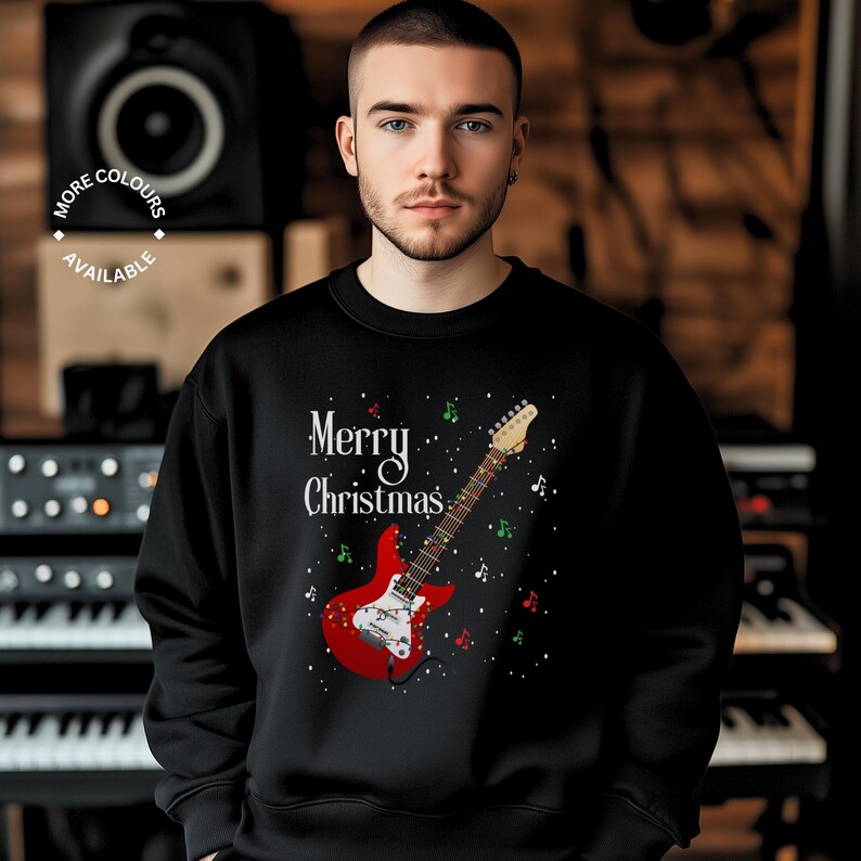 Adults Festive Electric Guitar Christmas Jumper, Small 5XL, Guitar