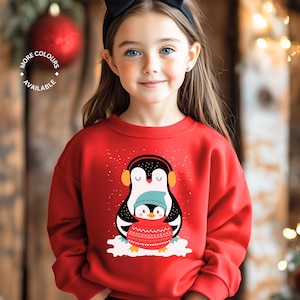 Girls penguin christmas jumper hotsell