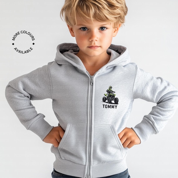Personalized Kids Quad Bike Zip Hoodie: Off-road ATV Apparel