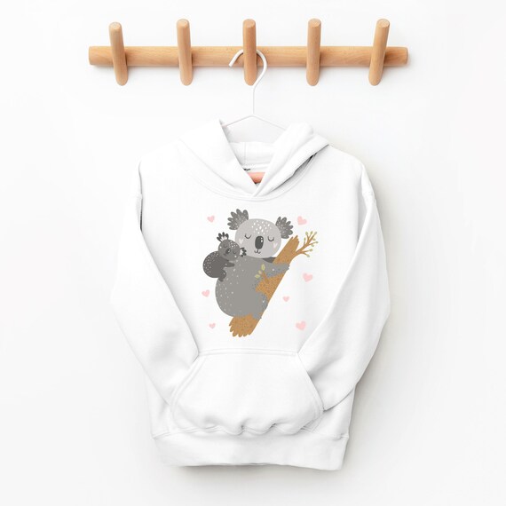 Kids Mum Baby Koala With Hearts Pullover Hoodie 3 13 Yrs Girls