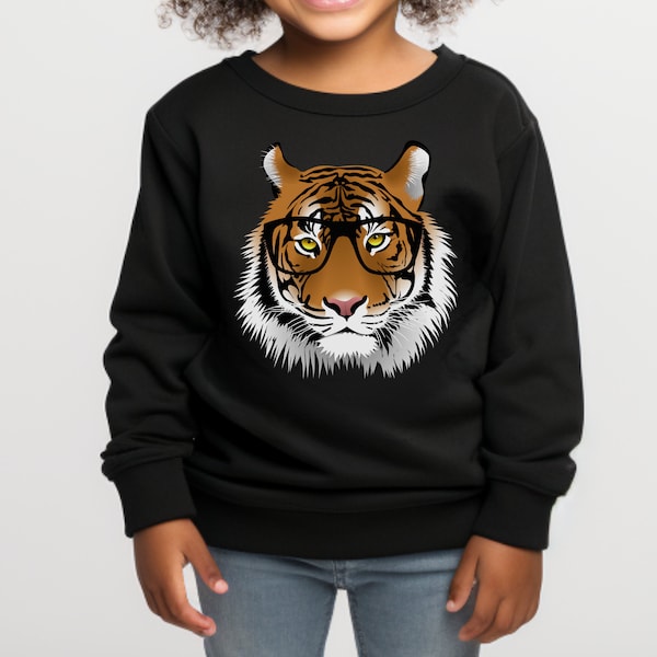 Kids Unisex Intelligent Tiger Sweatshirt, Tiger Gifts for Kids, Tiger Jumper, Children's Tiger Shirt, Tiger Birthday Gift