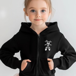 Personalised Girls Ballet Hoodie: Ballerina Dance Zip-Up Jacket