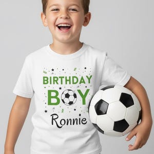 Camiseta de cumpleaños de fútbol personalizada para niños: Camiseta de fiesta de fútbol personalizada (3-13 años)