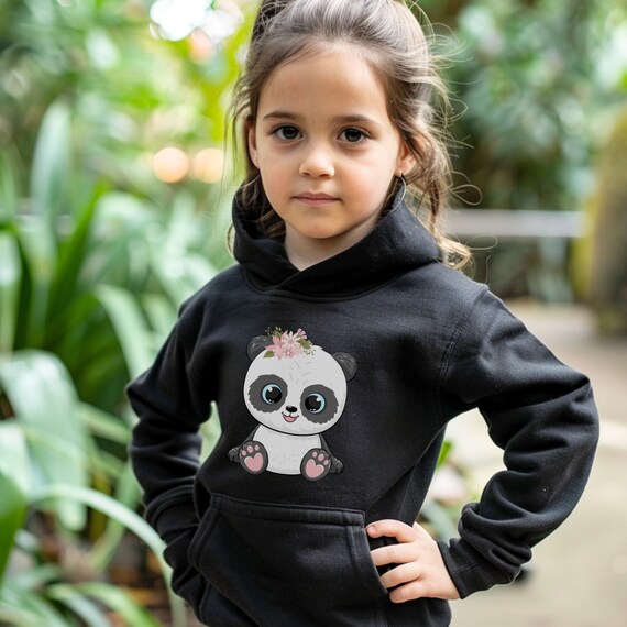 Girls Floral Panda Pullover Hoodie Panda Shirt Children s Panda Top 3 13 Yrs Panda Birthday Gift Panda Clothes Etsy UK