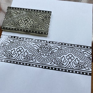 Block printing Flowers border Indian design ink stamp, pottery stamp, Fabric print stamp, Tjaps, Block Stamps - transparent