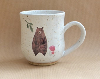 handmade cup with bear motif