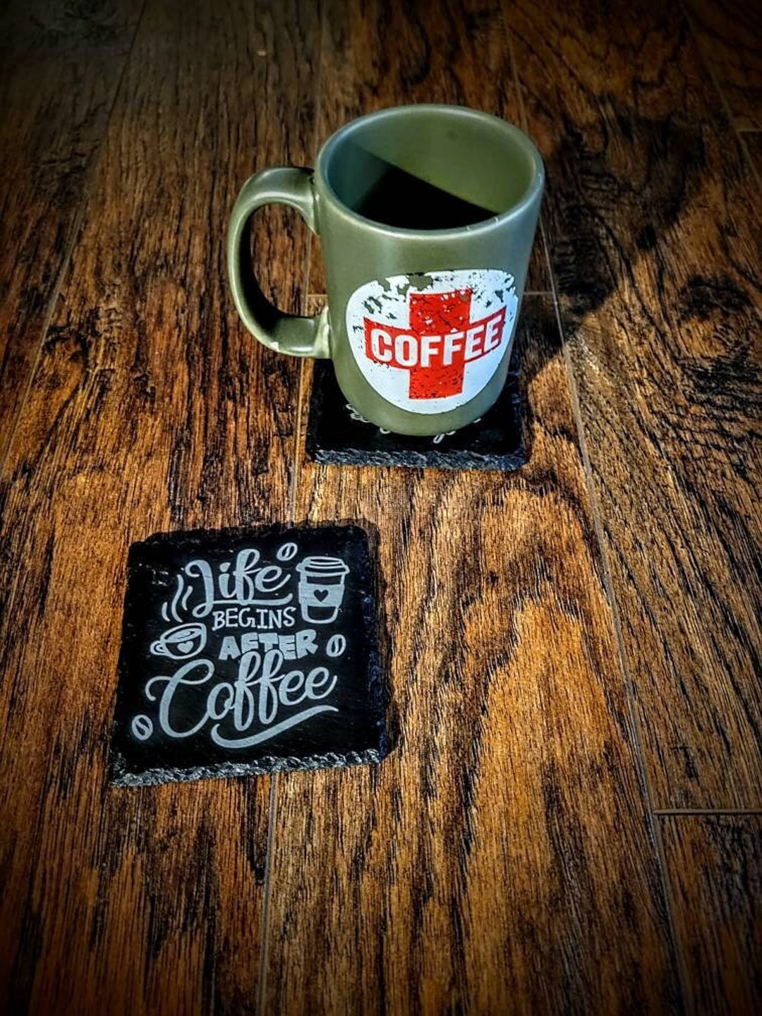 MAY YOUR COFFEE Set of 4 Coasters – Laser Gallery CA