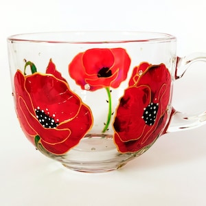 Red Poppies Christmas Gift Present Personalized Mug, Poppy Gifts, Poppy Themed Gifts, Gift for Mom, Flower Coffee Mug