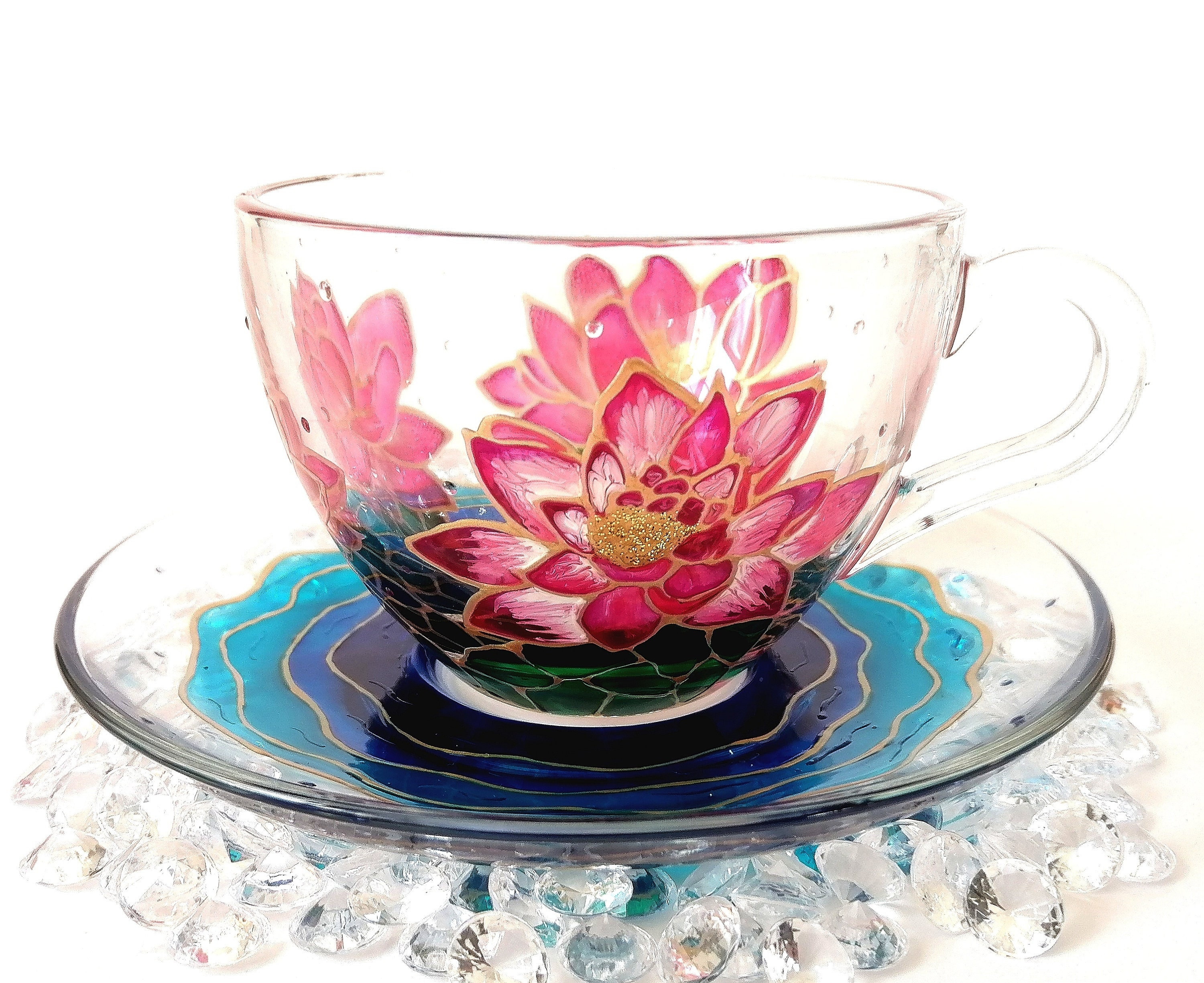 TeaEve Porcelain Tea Mug with Lotus Flower Design