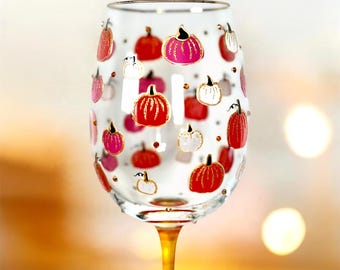Halloween Pumpkin Wine Glass, Hand Crafted, Perfect Wine Gift