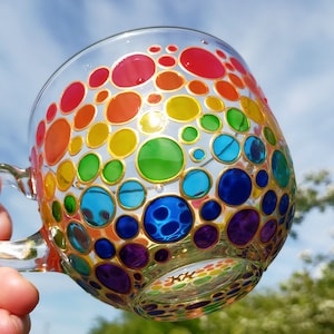 Modern Mug, Rainbow Mug,  Stain Glass, Multi Colour Glass Cup, Colourful Mug for Women