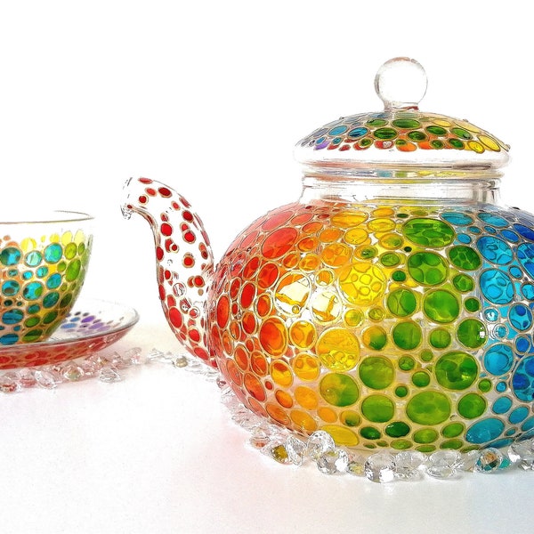 Rainbow Teapot Etsy