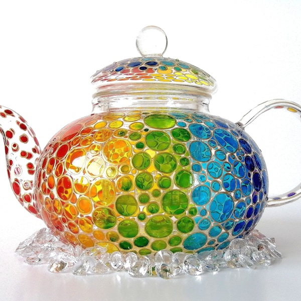 Rainbow Gift Colorful Glass Teapot Personalized Colorful Christmas Gift for Parents  Unique Wedding Favors