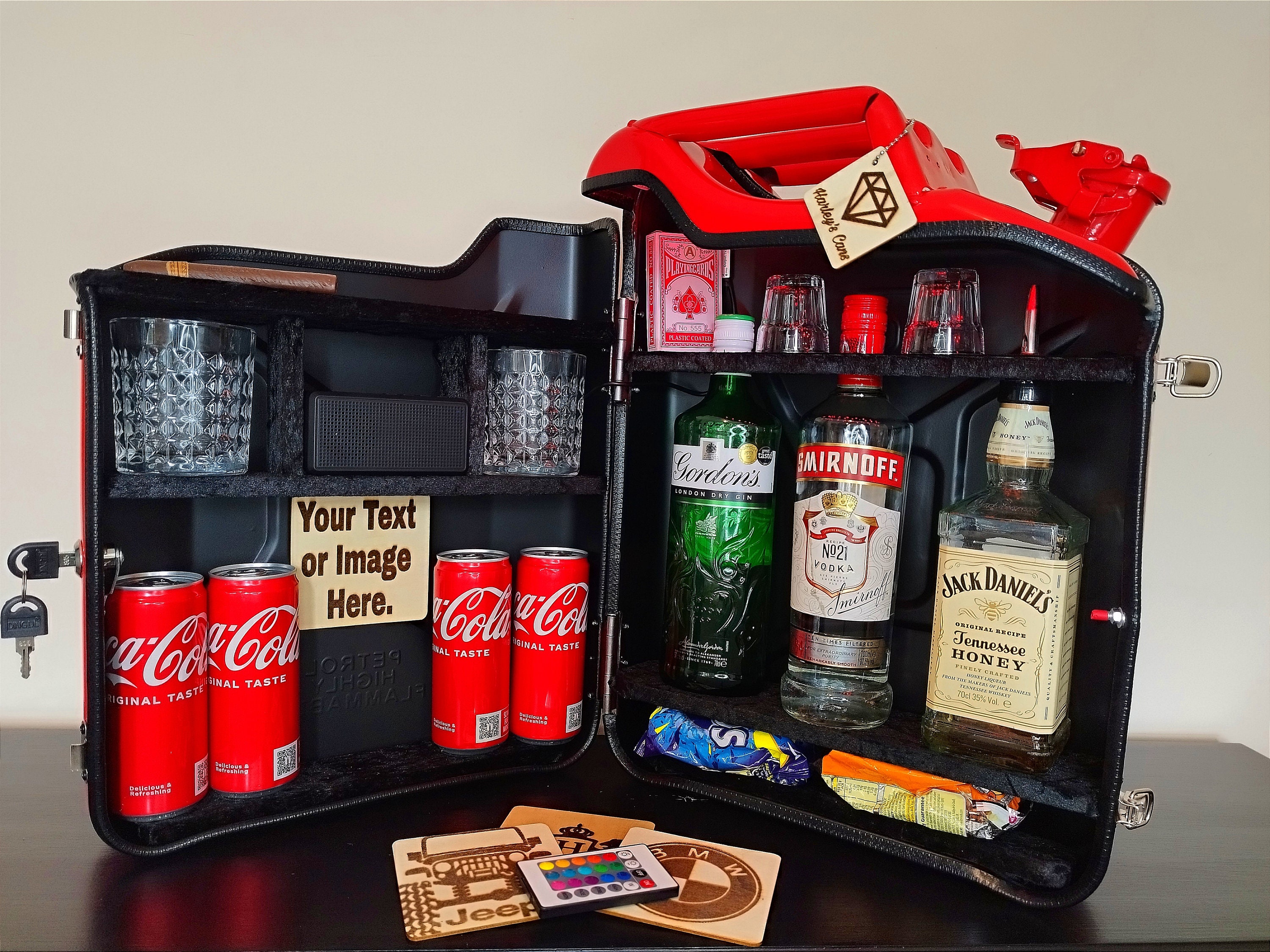 Jerry Can Mini Bar, Hunters gift, Unique Anniversary gift, Bluetooth speaker,Led lights