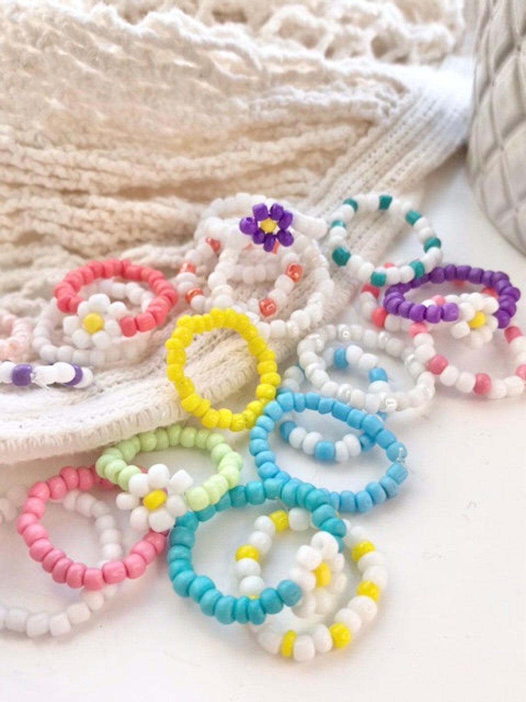 3 Pack of Beaded Seed Bead Rings - Handmade Jewellery - Etsy