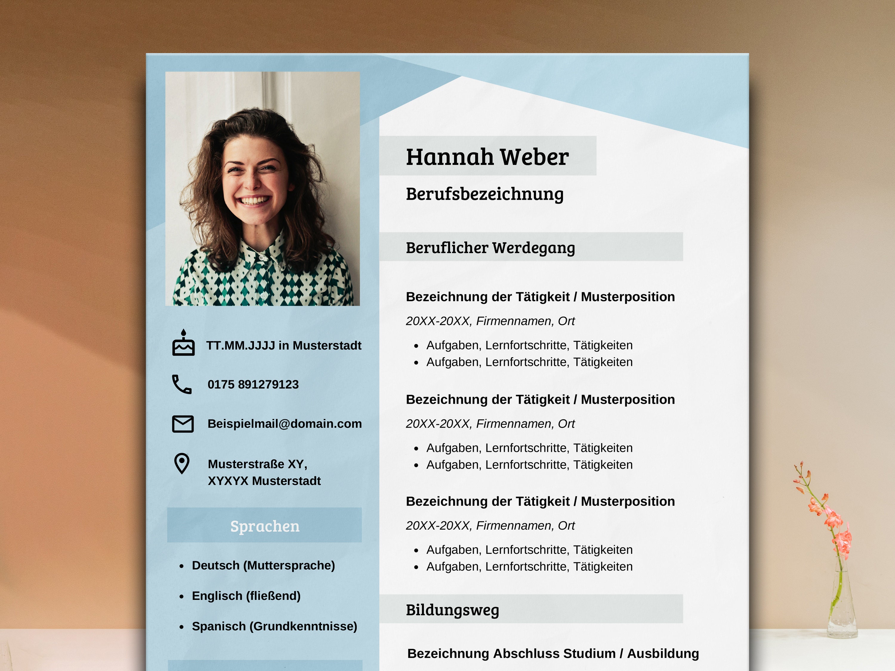 Resume Template German Pastel Modern Blue Cover Letter Cover Sheet Application Template Design Canva Without Word Tabular Resume CV