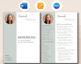 Resume template German application templates tabular cover sheet application student modern Canva cover letter sample Word creative green