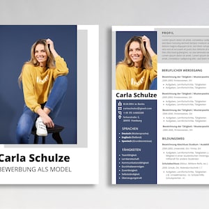 Application template German, resume template, cover letter, cover sheet, tabular resume modern, application CV template, German blue