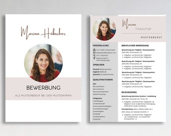 Resume template German application templates tabular cover sheet application woman student beige modern canva cover letter simple pattern