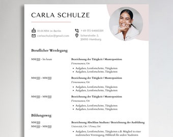 Bewerbung Vorlage Word modern schlicht deutsch mit Anschreiben, Deckblatt und tabellarischem Lebenslauf mit E-Book Canva sofort Download CV