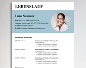 Lebenslauf Vorlage deutsch Word Blau schlicht modern Anschreiben Deckblatt Bewerbung Schüler Canva tabellarischer Lebenslauf kreativ CV
