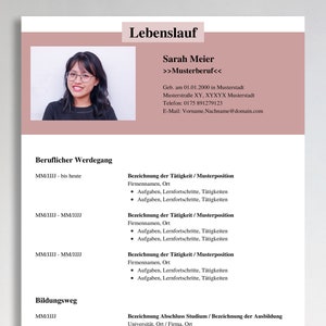 Application template German Word Beige simple minimalist cover letter cover sheet tabular resume template sample Canva Curriculum