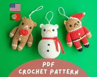 3 Weihnachtsbären - Amigurumi Baumschmuck gehäkelt
