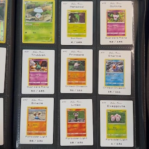 Pu&ograve; includere: Un raccoglitore nero pieno di carte collezionabili Pok&eacute;mon. Le carte sono in custodie protettive e presentano vari personaggi Pok&eacute;mon, tra cui Foongus, Metapod, Gothita, Trubbish, Primeape, Starmie, Binacle, Litleo ed Exeggcute. Le carte provengono da diversi set.
