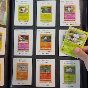 Pu&ograve; includere: Un raccoglitore nero pieno di carte collezionabili Pok&eacute;mon. Le carte sono in custodie protettive e presentano vari personaggi Pok&eacute;mon, tra cui Foongus, Metapod e Gothita. Le carte provengono da diversi set, come Steam Siege e Forbidden Light.