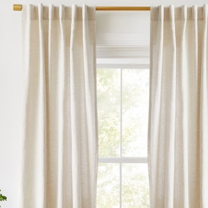 Natural Linen Curtains for living room, Grommet, Rod pocket, Hook/Ring, Track Options, Linen Drapery Panels , for bedroom