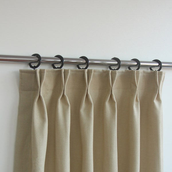 Blackout Pinch Pleated Linen Curtains for Bedroom, Sliding Door, Extra Wide Blackout Curtains for Living Room